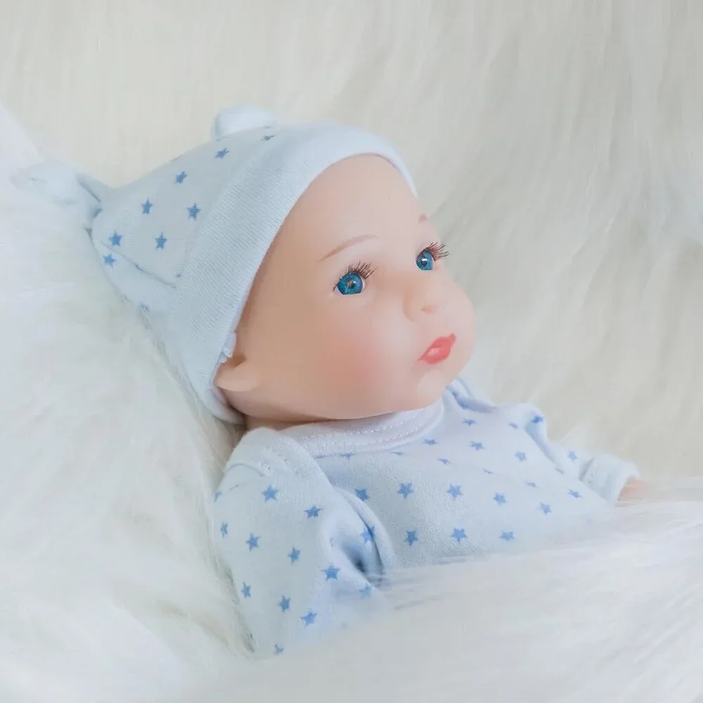 🆕10inch Full Vinyl Body Newborn Baby Doll Poseable Limbs  Blue Star Boy